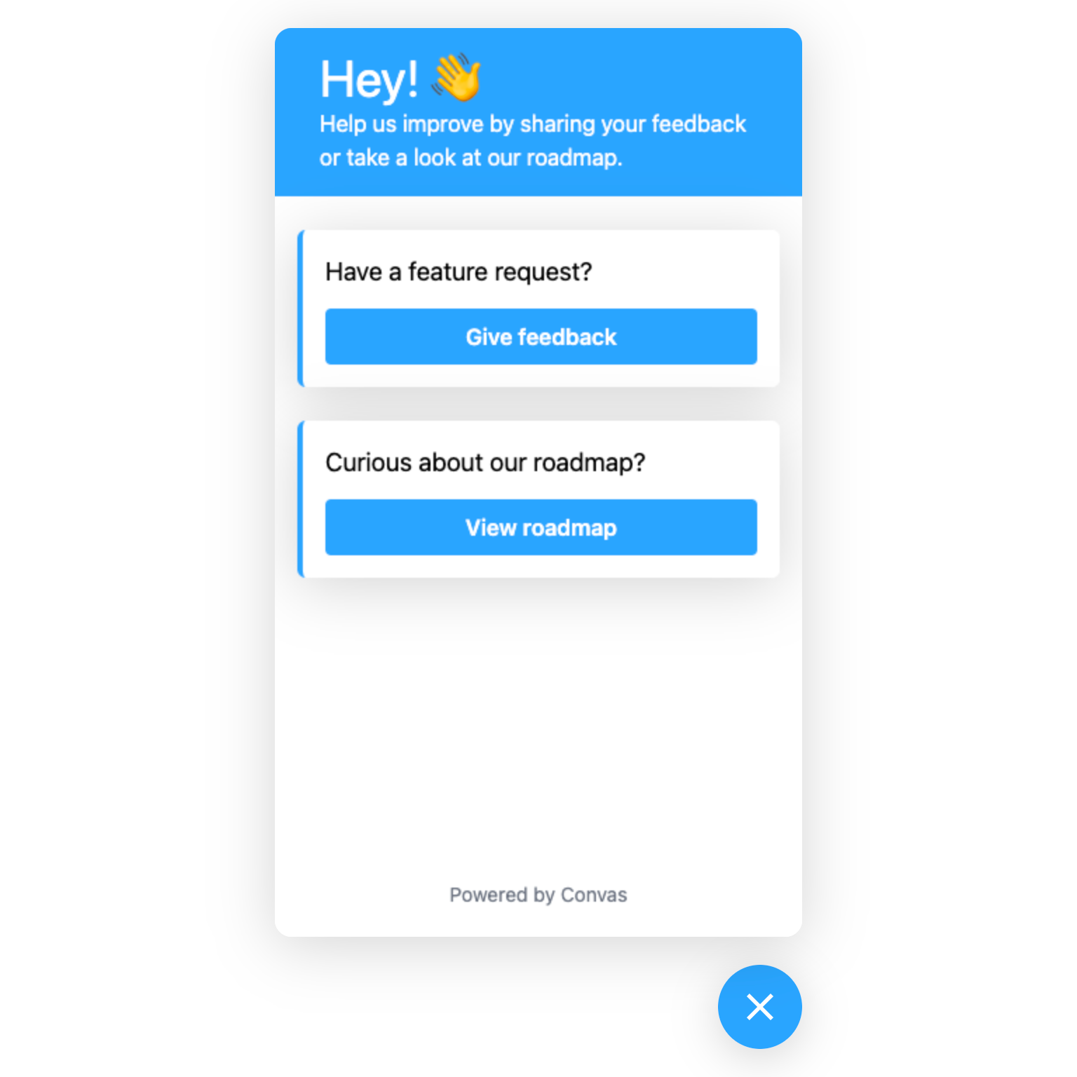 Customer feedback widget